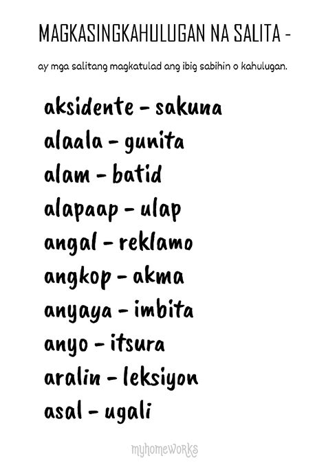 kasingkahulugan ng pangginggera|Salitang Magkasingkahulugan: Kahulugan & Mga .